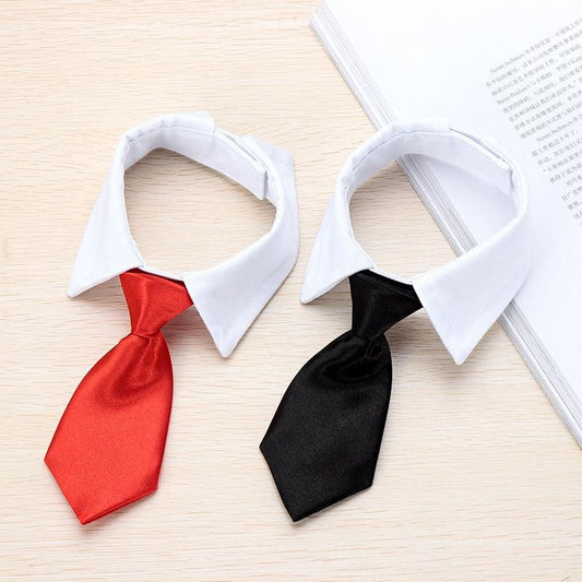 Dapper Duo: Red and Black Tie with Velcro COMBO - Made to Order for Pet Cats & Dogs